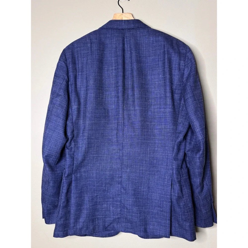 Samuelsohn Loro Piana Summertime Sport Coat Mens 42R Wool Silk Linen Blue